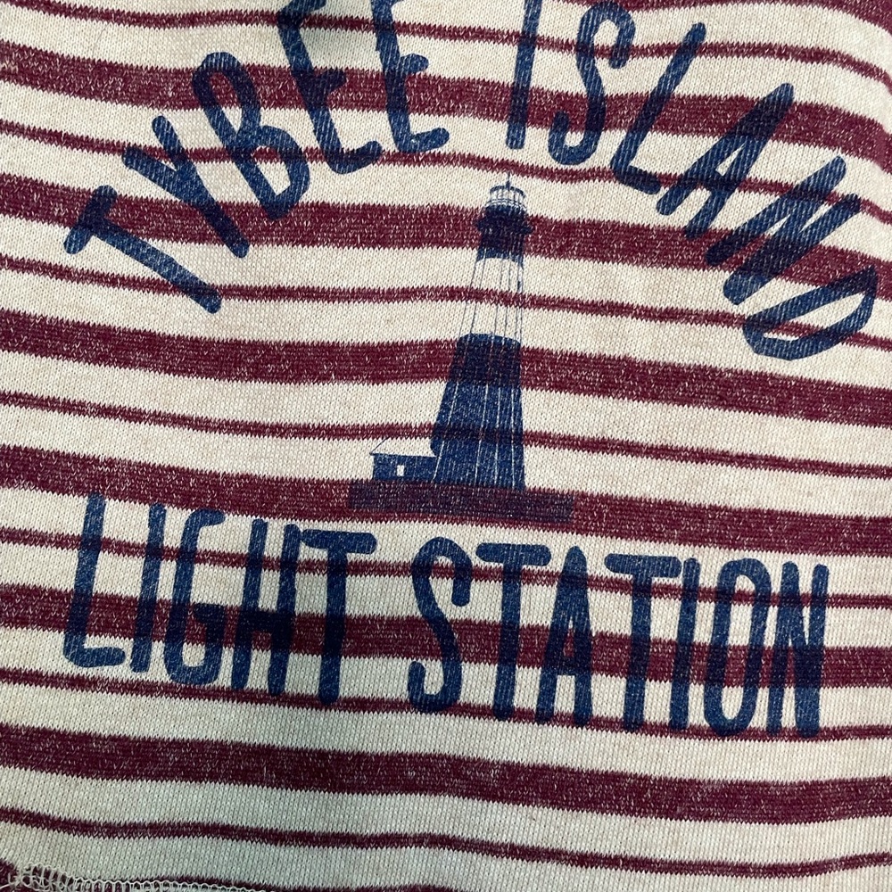 Tybee Island Light Station red and white striped hoodie Medium